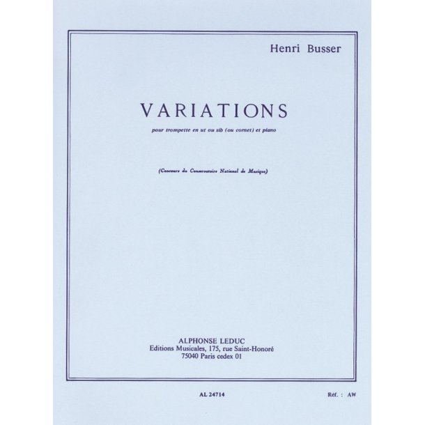 Henri B&uuml;sser: Variations Op. 53 (Trumpet And Piano)