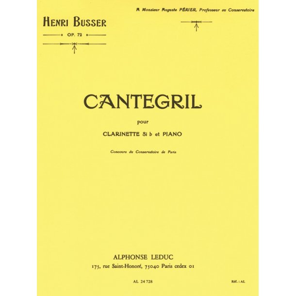 Henri B&uuml;sser: Cantegril Op.72 (Clarinet & Piano)