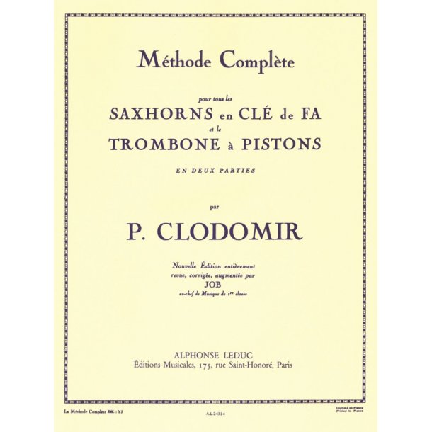 P. Clodomir: M&eacute;thode compl&egrave;te (Trombone-Bass solo)