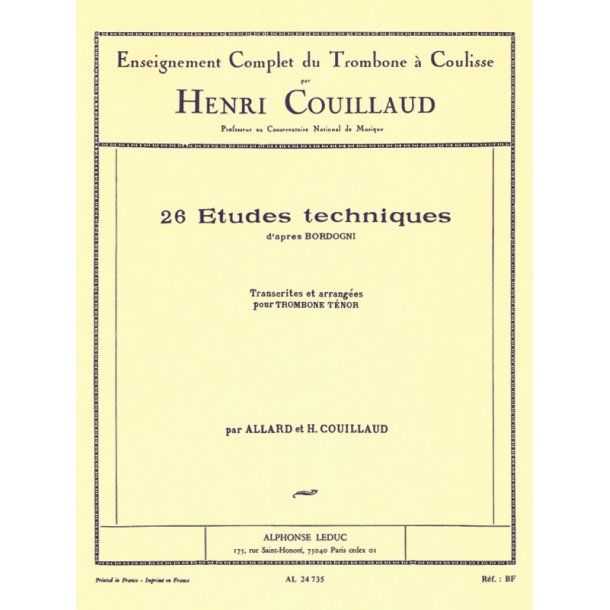 Henri Couillaud: 26 Etudes techniques d'apr&egrave;s Bordogni (Trombone solo)