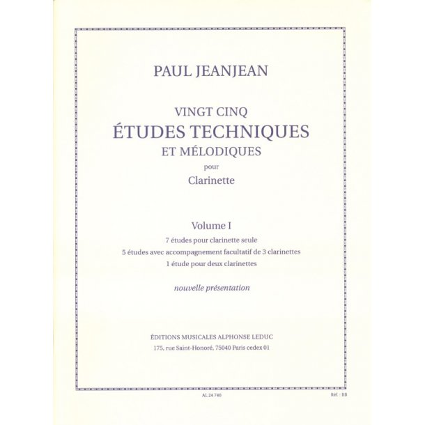 Paul Jeanjean: 25 Etudes techniques et m&eacute;lodiques Vol.1 (Clarinet solo)