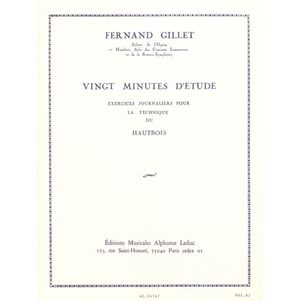 Ferdinand Gillet: 20 Minutes d'Etude (Oboe solo)