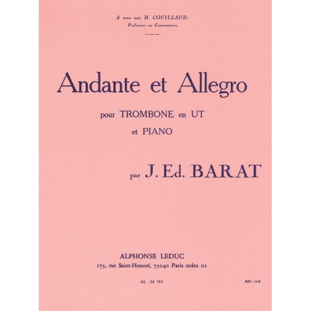 Jacques Ed. Barat: Andante et Allegro (Trombone & Piano)