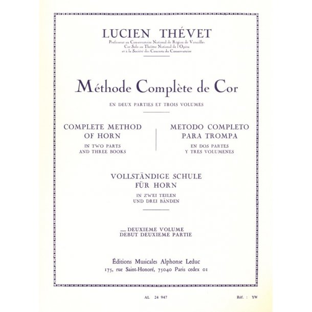 Lucien Th&eacute;vet: M&eacute;thode compl&egrave;te de Cor Vol.2 (Horn solo)