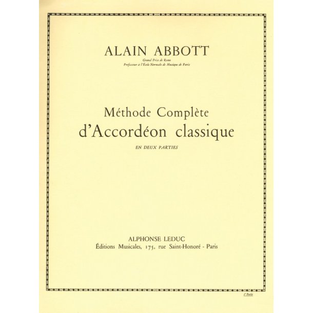 Abbott Methode D'accordeon Classique Volume 2 Accordion Book