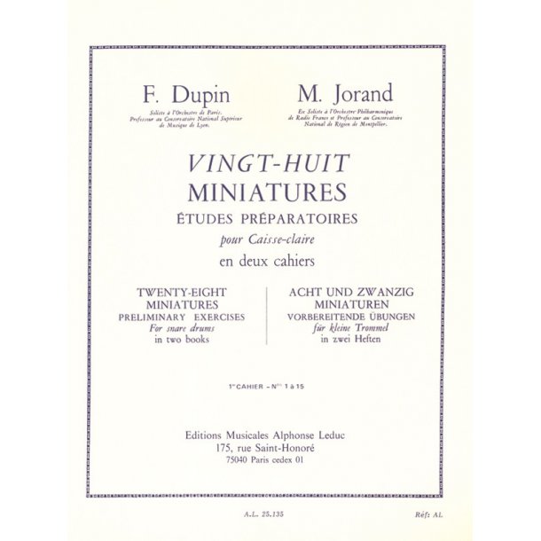 Marcel &amp; Fran&ccedil;ois Jorand M.&amp; Dupin F.: 28 Miniatures Vol.1 (Percussion solo)