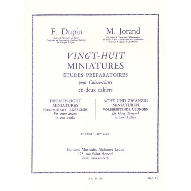 Marcel & Fran&ccedil;ois Jorand M.& Dupin F.: 28 Miniatures Vol.2 (Percussion solo)