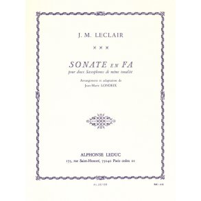 Jean-Marie Leclair: Sonate En Fa Pour Deux Saxophones De Meme Tonalite