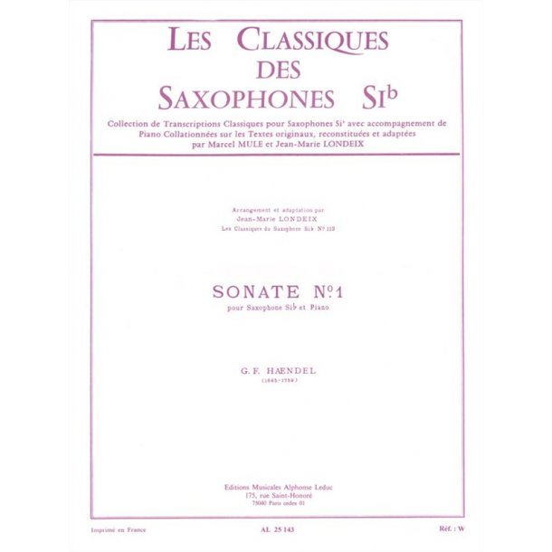 George Frideric Handel: Sonata No.1 Op.1 No.8 (Tenor Saxophone/Piano)