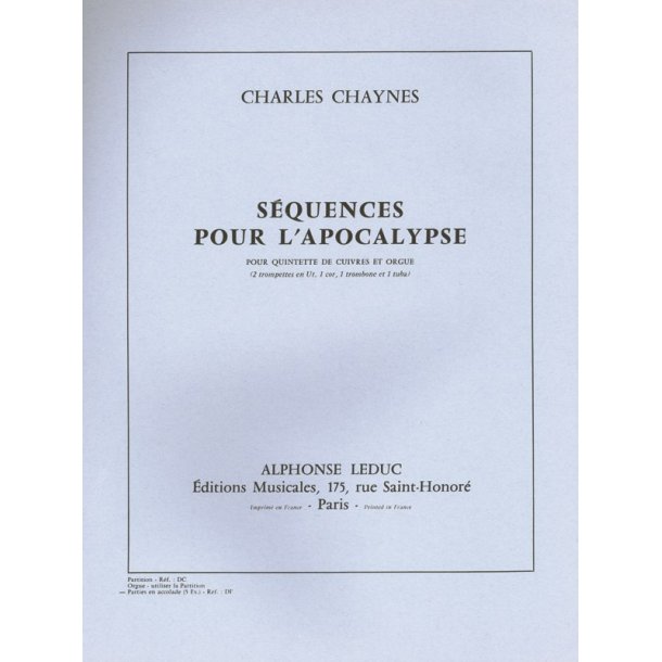 Charles Chaynes: S&eacute;quences pour l'Apocalypse (Sextet-Brass)