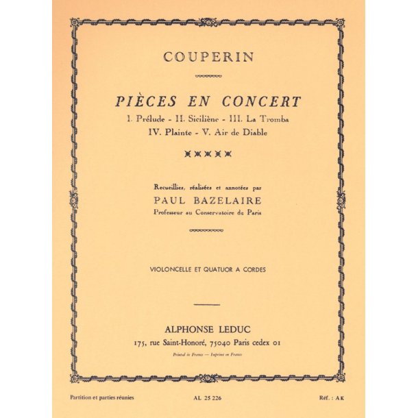 Fran&ccedil;ois Couperin: Pi&egrave;ces en Concert (Cello & Orchestra)
