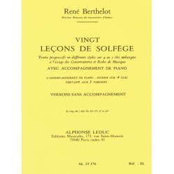 Berthelot 20 Lecons De Solfege B 5 Cles Sol Fa Ut 1ere 3eme 4eme S/Acc