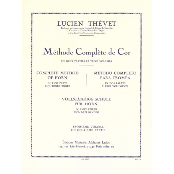 Lucien Th&eacute;vet: M&eacute;thode compl&egrave;te de Cor Vol.3 (Horn solo)