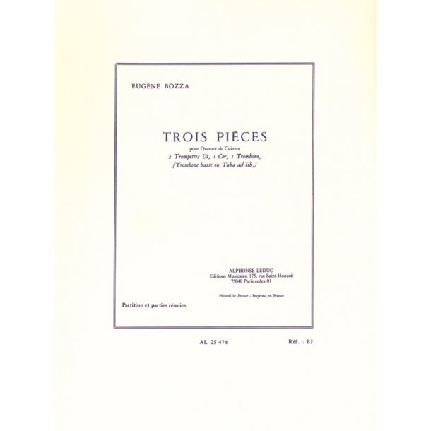 Eug&egrave;ne Bozza: 3 Pi&egrave;ces (Quartet-Brass)