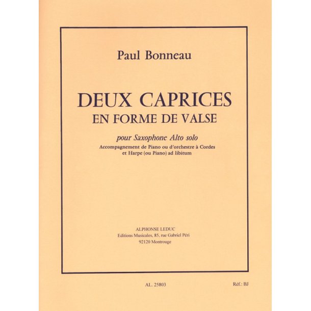 Paul Bonneau: 2 Caprices en Forme de Valse (Saxophone-Alto & Piano)