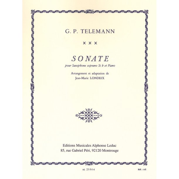 Georg Philipp Telemann: Sonata In C Minor For Soprano Saxophone And Piano