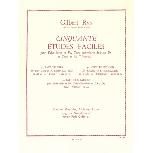 Gilbert Rys: 50 Etudes faciles (Tuba solo)
