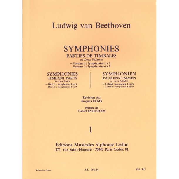 Ludwig van Beethoven: Symphonies - Timpani Parts Vol.1 (Percussion solo)