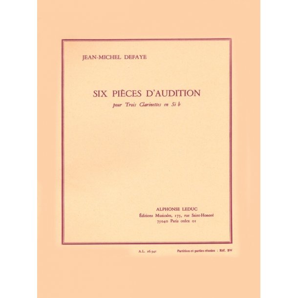 Jean Michel Defaye: 6 Pi&egrave;ces d'Audition (Clarinets 3)