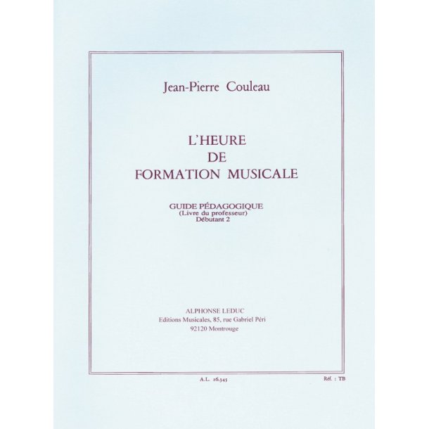 Couleau Jean Heure De Formation Musicale Debutant 2 Livre Du Maitre