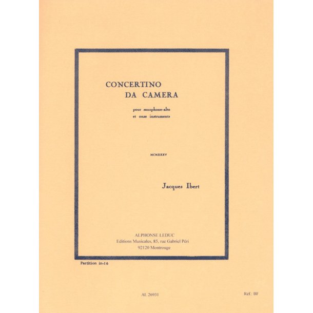 Jacques Ibert: Concertino da Camera (Saxophone & Orchestra)