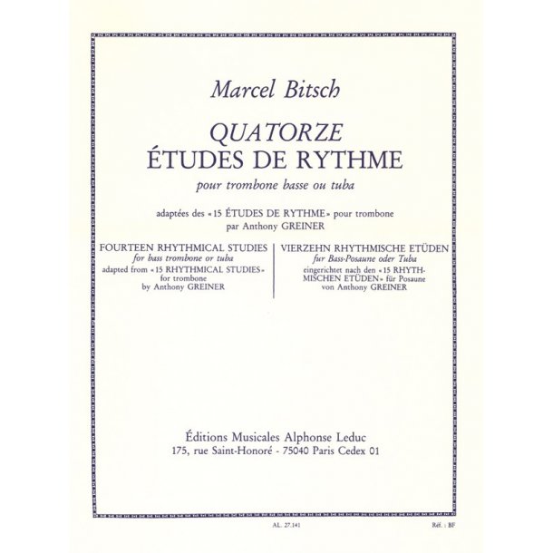 Marcel Bitsch: 14 Etudes de Rythme (Trombone-Bass solo)