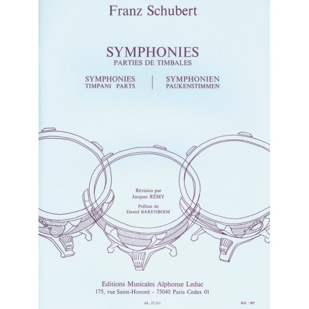 Franz Peter Schubert: Symphonies - Timpani Parts (Percussion solo)