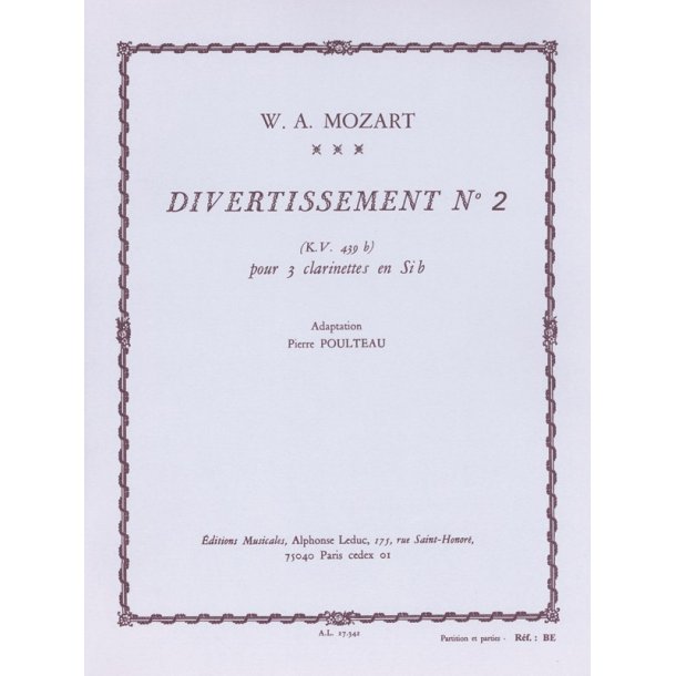 Wolfgang Amadeus Mozart: Divertissement No.2, KV439b (Clarinets 3)