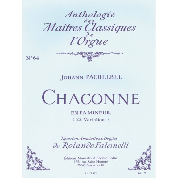 Johann Pachelbel: Chaconne En Fa Mineur (22 Variations) No. 64