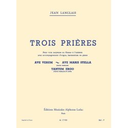 Jean Langlais: Three Prayers For Medium Voice And Organ