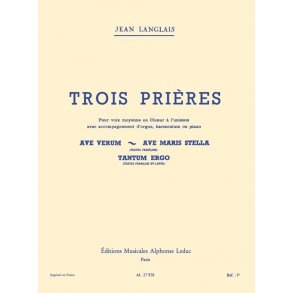 Jean Langlais: Three Prayers For Medium Voice And Organ