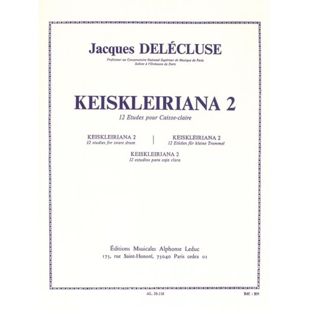 Jacques Del&eacute;cluse: Keiskleiriana Vol.2, 12 Studies (Percussion solo)