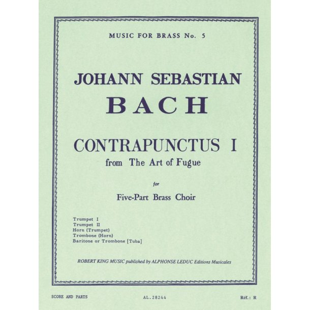 Bach Js King Art Of Fugue Contrapunctus 1 Brass Quintet Mfb005 Sc/Pts