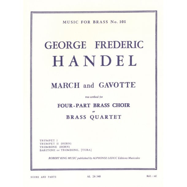 Georg Friedrich Handel: March And Gavotte (Brass Quartet)