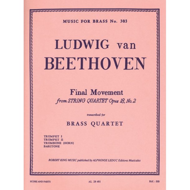 Ludwig van Beethoven: Final Movement from String Quartet Op.18, No.2 in G major (Quartet-Brass)