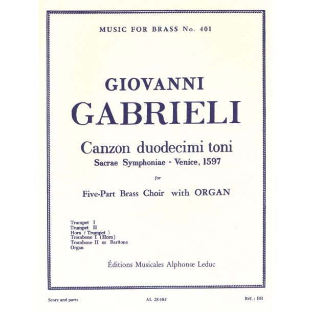 Giovanni Gabrieli: Canzon duodecimi Toni (Sextet-Mixed)