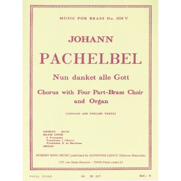 Johann Pachelbel: Nun danket alle Gott (Choral-Mixed accompanied)