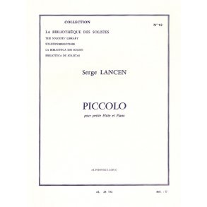 Lancen Piccolo Petite Lm012 Flute & Piano Book