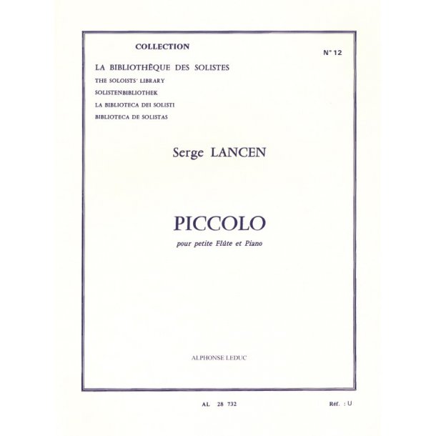 Lancen Piccolo Petite Lm012 Flute & Piano Book