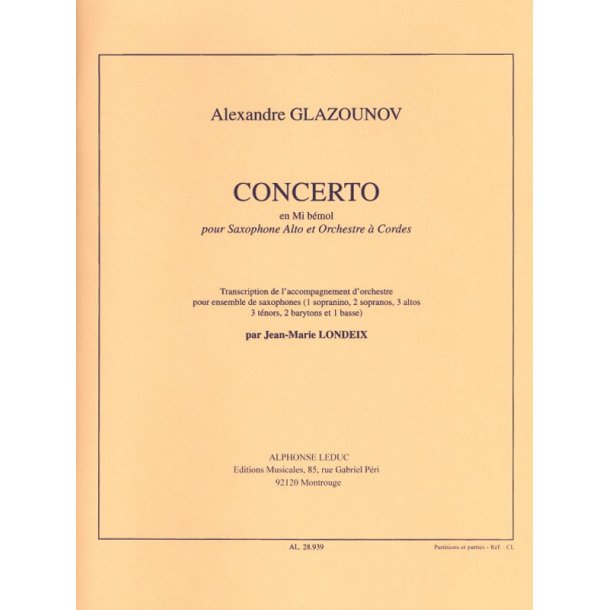 Alexandre Glazounov: Concerto Op.109 in E flat major (Saxophone Ensemble (5 or more))