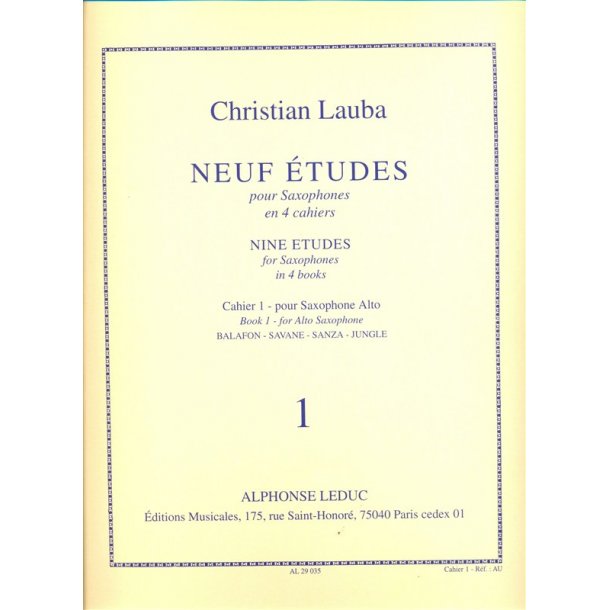 Neuf &Eacute;tudes pour saxophone alto (cahier 1)