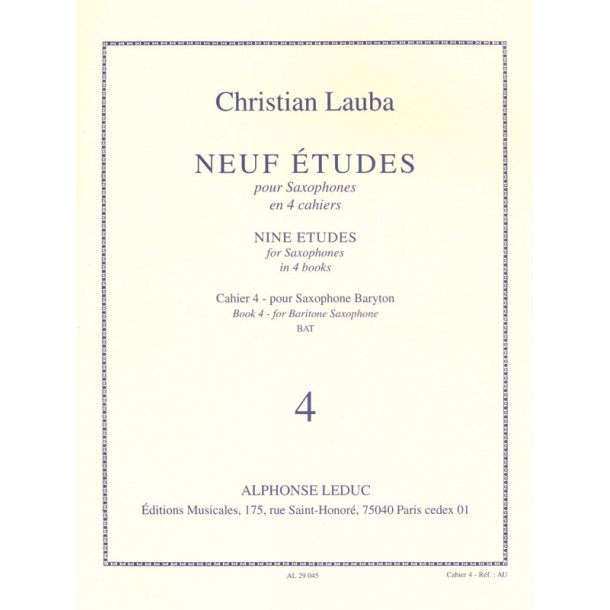 Christian Lauba: 9 Etudes Vol.4: Baritone Saxophone (Saxophone solo)