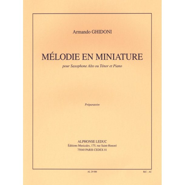 Melodie En Miniature Alto Or Tenor Sax And Piano