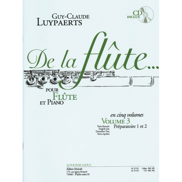 Guy-Claude Luypaerts: De la Fl&ucirc;te Vol.3 (Flute & Piano)