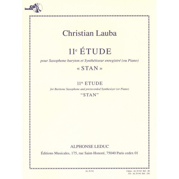 Christian Lauba: Study No. 11, "Stan", for Baritone Saxophone and Prerecorded Synthesizer or Piano