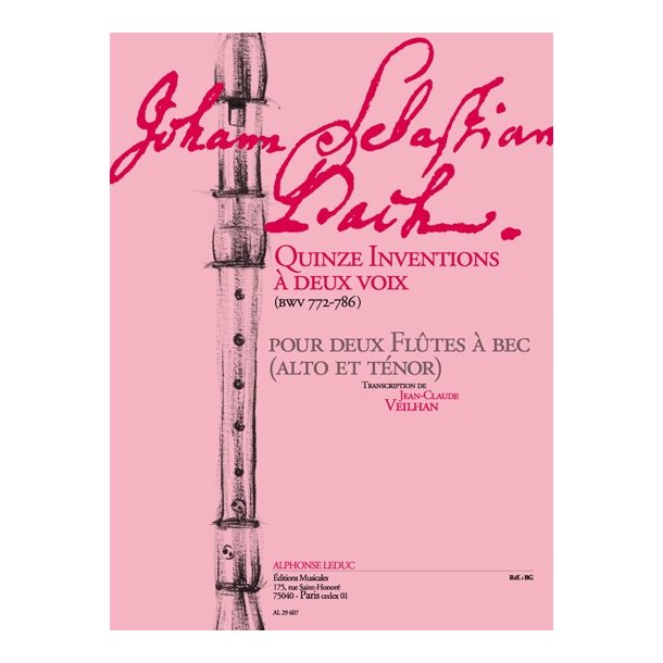 Johann Sebastian Bach: Inventions &agrave; 2 Voix (Recorders 2)