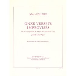 Dupre 11 Versets Improvises Lors De L'nauguration Organ Book
