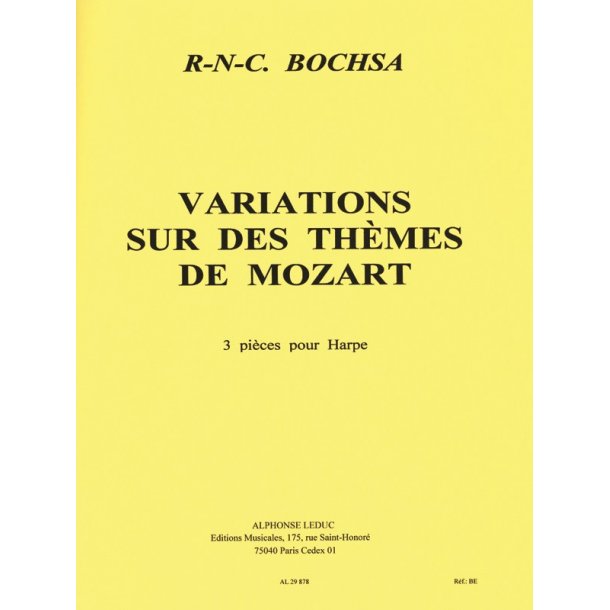 Robert Nicholas Charles Bochsa: 3 Variations sur des Th&egrave;mes de Mozart (Harp solo)