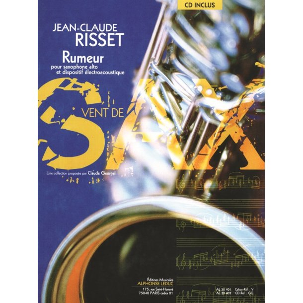 Risset Rumeur 6e Livre Collection Vent De Sax Saxophone Book