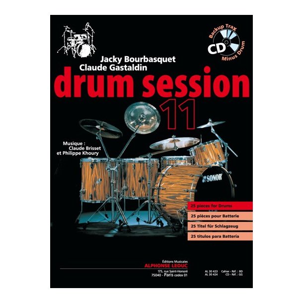 Bourbasquet: Drum session 11 25 pi&egrave;ces pour batterie (livre + cd) - le livre